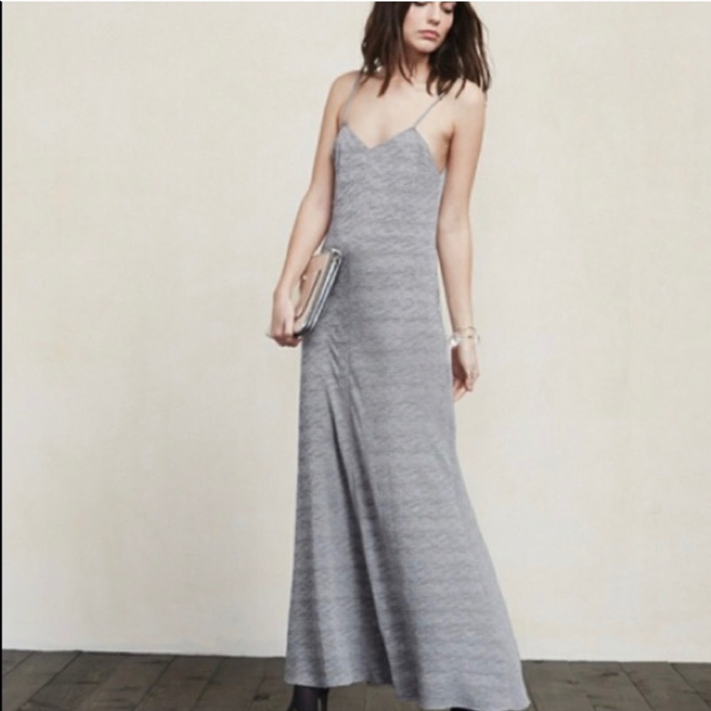 Reformation Silver Metallic Maxi Dress